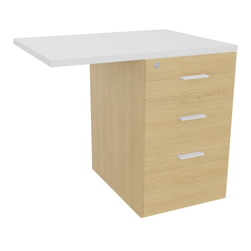 RETOUR SUR CAISSON HAUTEUR BUREAU P60XL80 - 3 TIROIRS DONT 1DS TOP EP25MM R1 MG SO