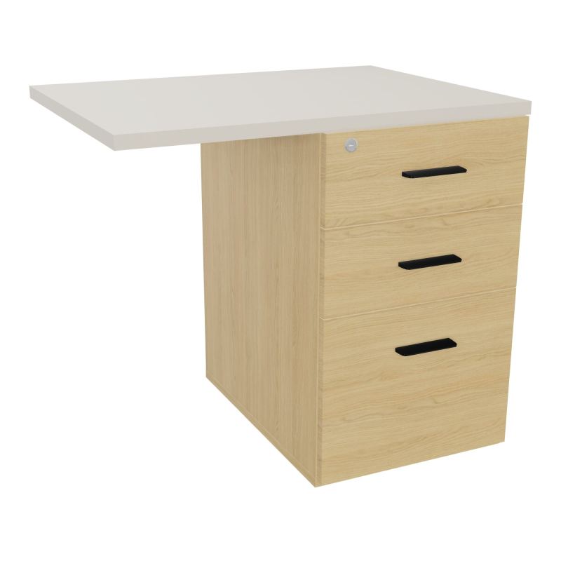 RETOUR SUR CAISSON HAUTEUR BUREAU P60XL80 - 3 TIROIRS DONT 1DS TOP EP25MM R1 N5 SG