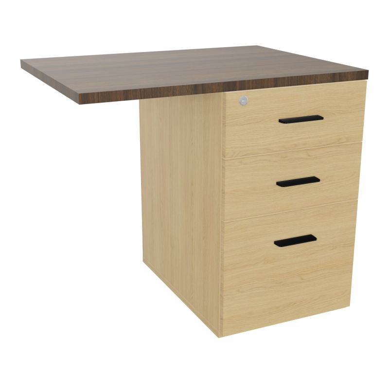 RETOUR SUR CAISSON HAUTEUR BUREAU P60XL80 - 3 TIROIRS DONT 1DS TOP EP25MM R1 N6 SG