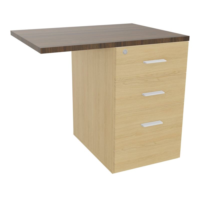 RETOUR SUR CAISSON HAUTEUR BUREAU P60XL80 - 3 TIROIRS DONT 1DS TOP EP25MM R1 N6 SO