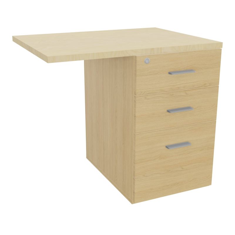 RETOUR SUR CAISSON HAUTEUR BUREAU P60XL80 - 3 TIROIRS DONT 1DS TOP EP25MM R1 N8 SB