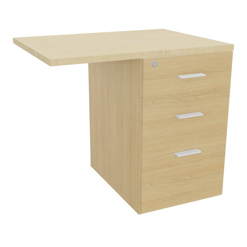 RETOUR SUR CAISSON HAUTEUR BUREAU P60XL80 - 3 TIROIRS DONT 1DS TOP EP25MM R1 N8 SO