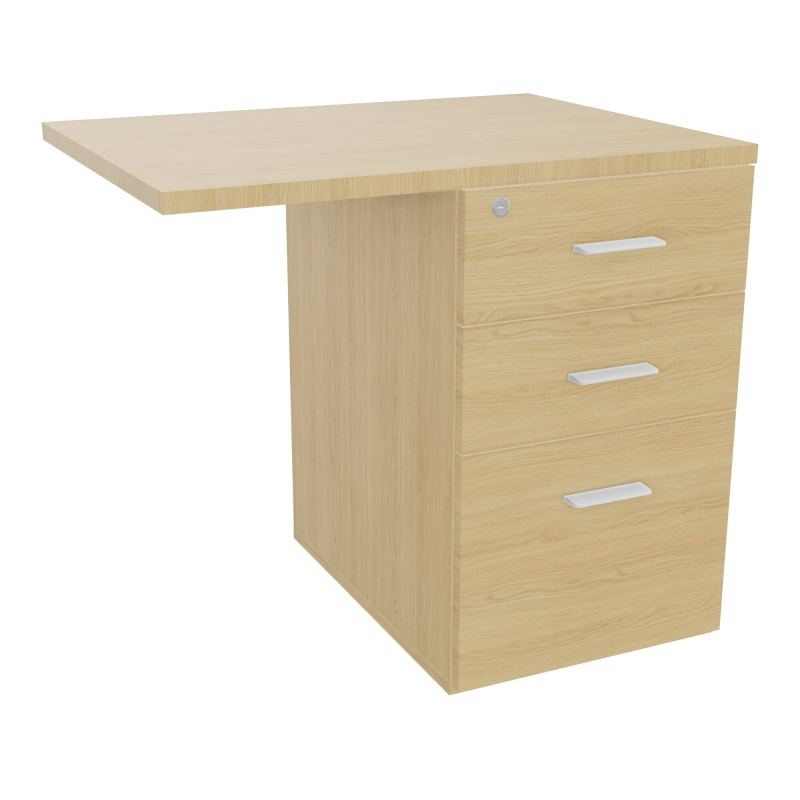 RETOUR SUR CAISSON HAUTEUR BUREAU P60XL80 - 3 TIROIRS DONT 1DS TOP EP25MM R1 R1 SO