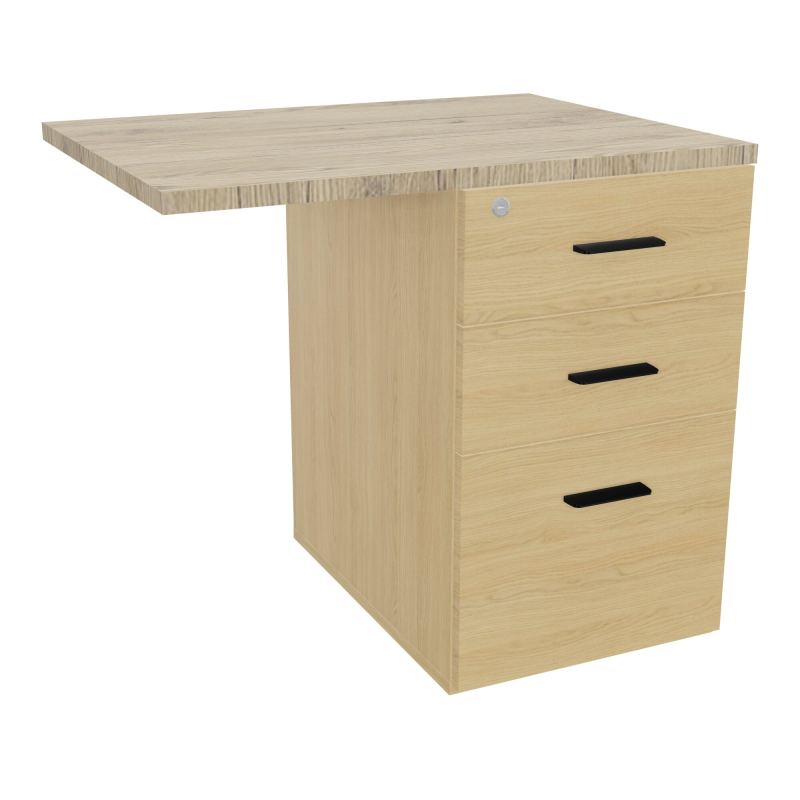 RETOUR SUR CAISSON HAUTEUR BUREAU P60XL80 - 3 TIROIRS DONT 1DS TOP EP25MM R1 R3 SG