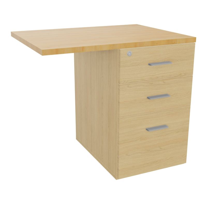 RETOUR SUR CAISSON HAUTEUR BUREAU P60XL80 - 3 TIROIRS DONT 1DS TOP EP25MM R1 R5 SB