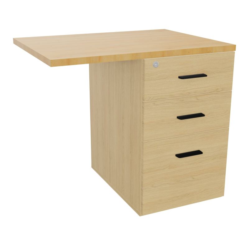 RETOUR SUR CAISSON HAUTEUR BUREAU P60XL80 - 3 TIROIRS DONT 1DS TOP EP25MM R1 R5 SG