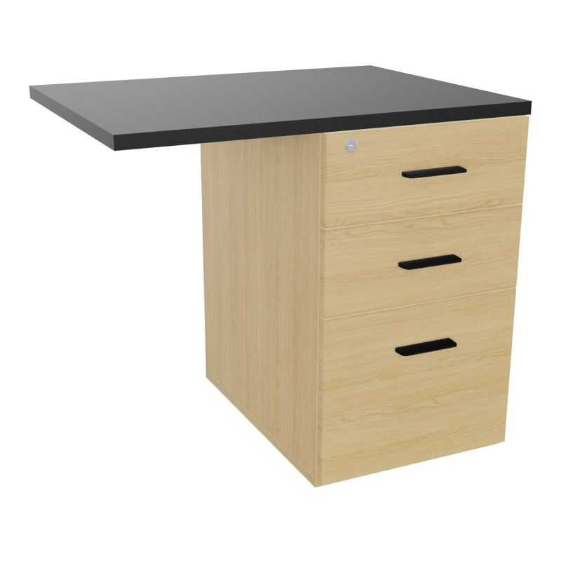 RETOUR SUR CAISSON HAUTEUR BUREAU P60XL80 - 3 TIROIRS DONT 1DS TOP EP25MM R1 R9 SG