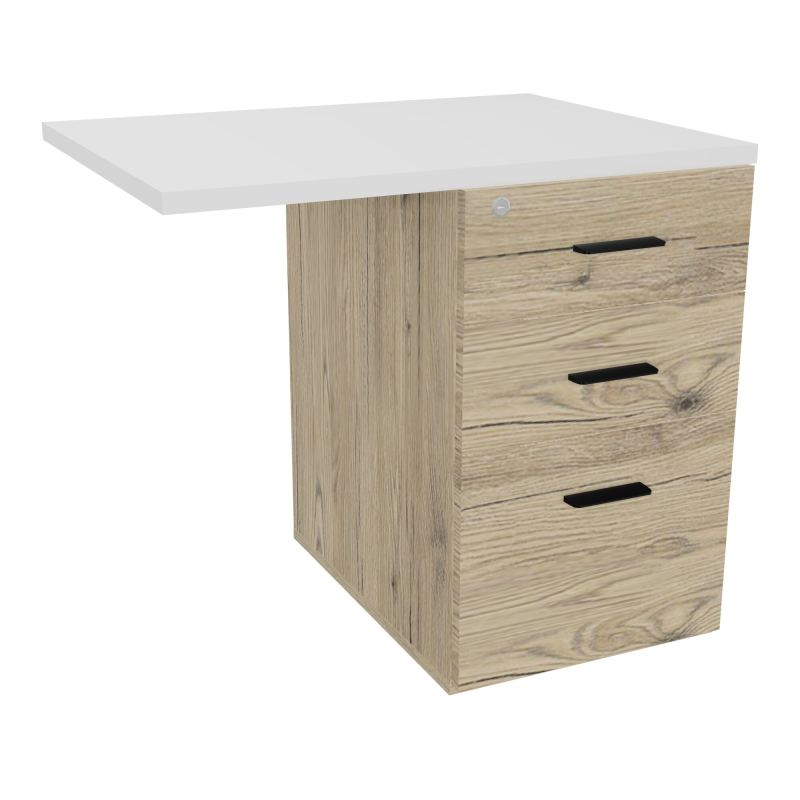 RETOUR SUR CAISSON HAUTEUR BUREAU P60XL80 - 3 TIROIRS DONT 1DS TOP EP25MM R3 MG SG