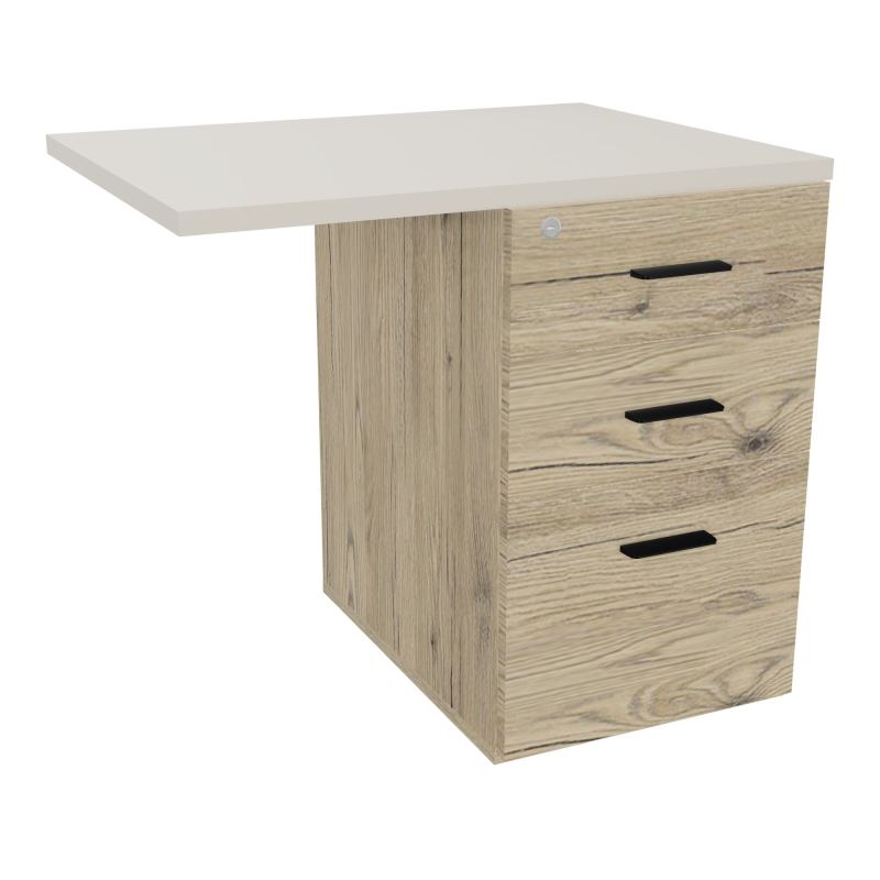 RETOUR SUR CAISSON HAUTEUR BUREAU P60XL80 - 3 TIROIRS DONT 1DS TOP EP25MM R3 N5 SG