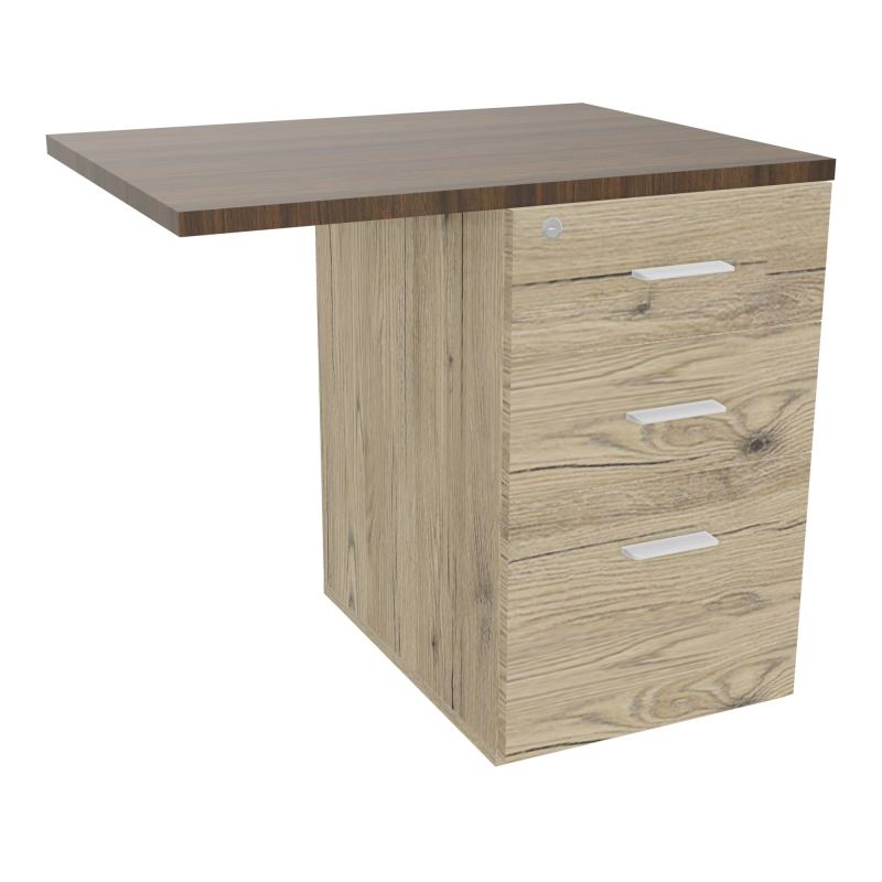 RETOUR SUR CAISSON HAUTEUR BUREAU P60XL80 - 3 TIROIRS DONT 1DS TOP EP25MM R3 N6 SO
