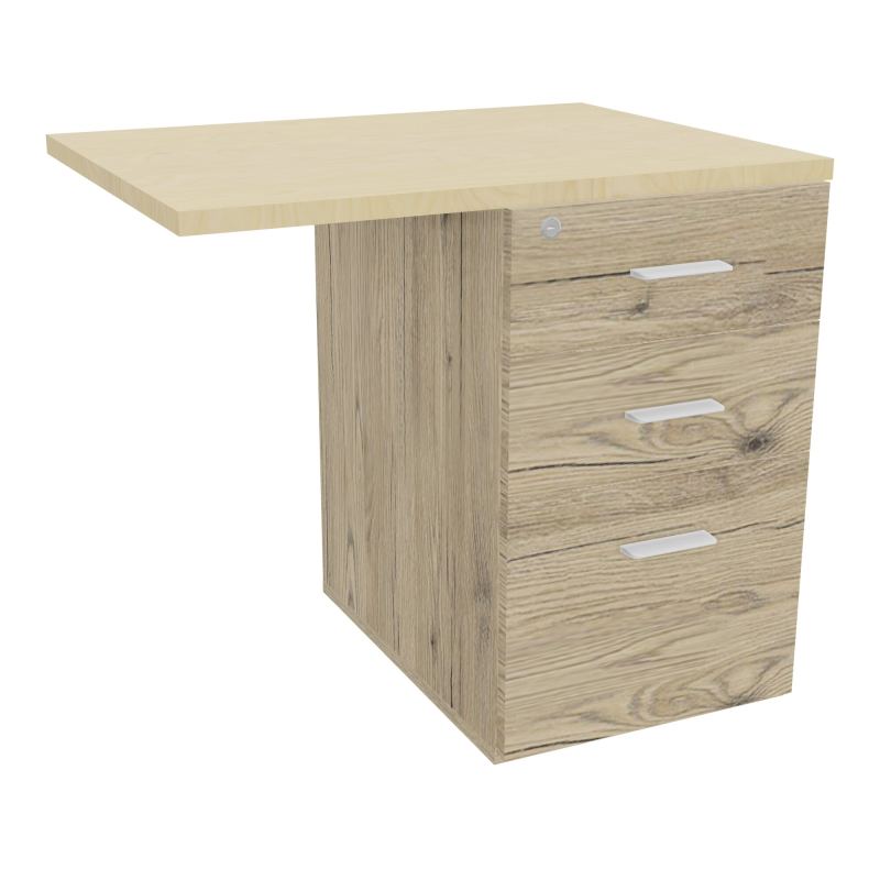 RETOUR SUR CAISSON HAUTEUR BUREAU P60XL80 - 3 TIROIRS DONT 1DS TOP EP25MM R3 N8 SO