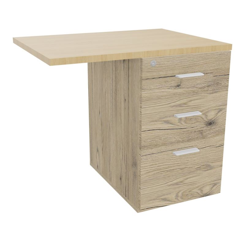 RETOUR SUR CAISSON HAUTEUR BUREAU P60XL80 - 3 TIROIRS DONT 1DS TOP EP25MM R3 R1 SO