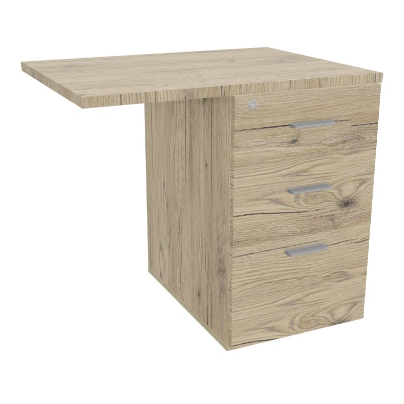 RETOUR SUR CAISSON HAUTEUR BUREAU P60XL80 - 3 TIROIRS DONT 1DS TOP EP25MM R3 R3 SB