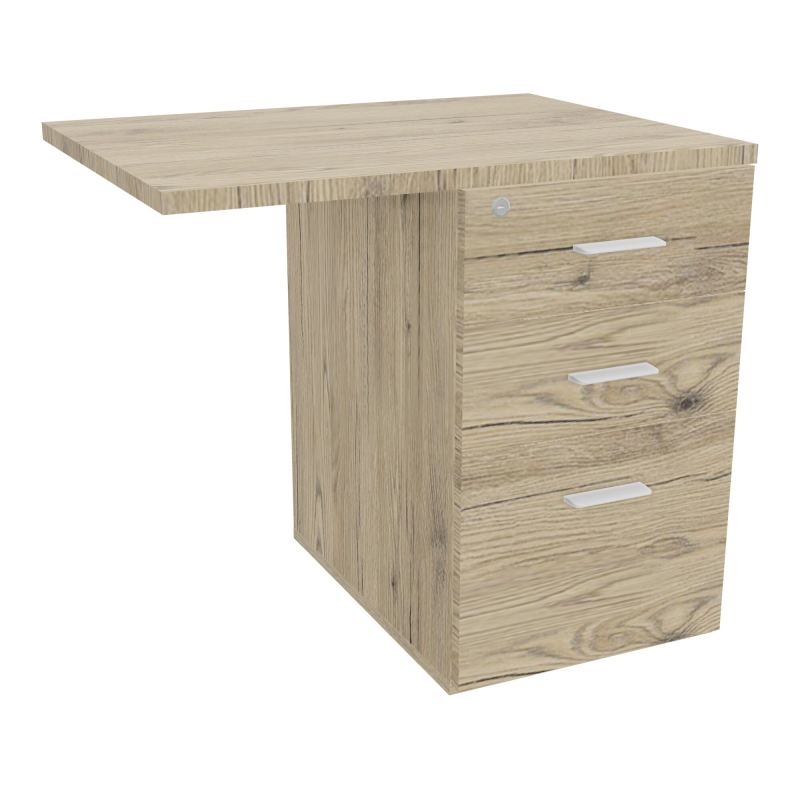 RETOUR SUR CAISSON HAUTEUR BUREAU P60XL80 - 3 TIROIRS DONT 1DS TOP EP25MM R3 R3 SO