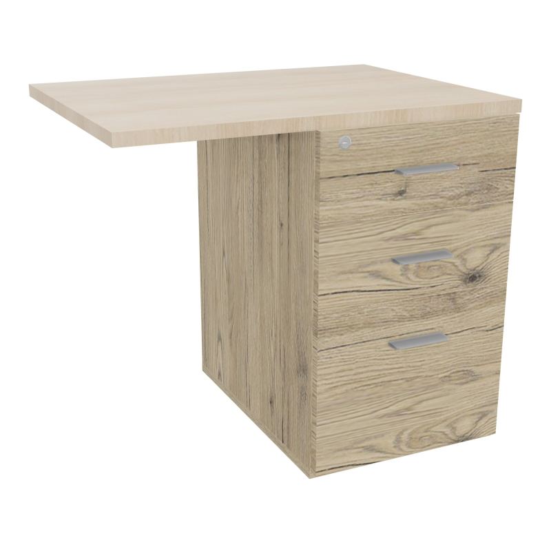 RETOUR SUR CAISSON HAUTEUR BUREAU P60XL80 - 3 TIROIRS DONT 1DS TOP EP25MM R3 RZ SB