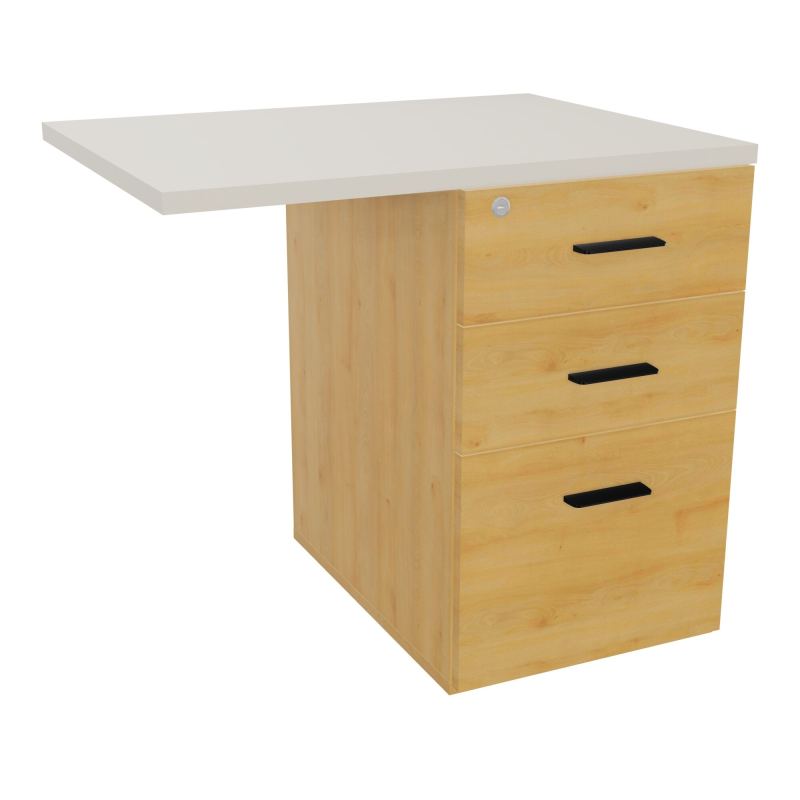 RETOUR SUR CAISSON HAUTEUR BUREAU P60XL80 - 3 TIROIRS DONT 1DS TOP EP25MM R5 N5 SG
