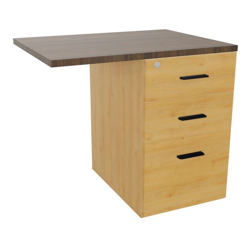 RETOUR SUR CAISSON HAUTEUR BUREAU P60XL80 - 3 TIROIRS DONT 1DS TOP EP25MM R5 N6 SG