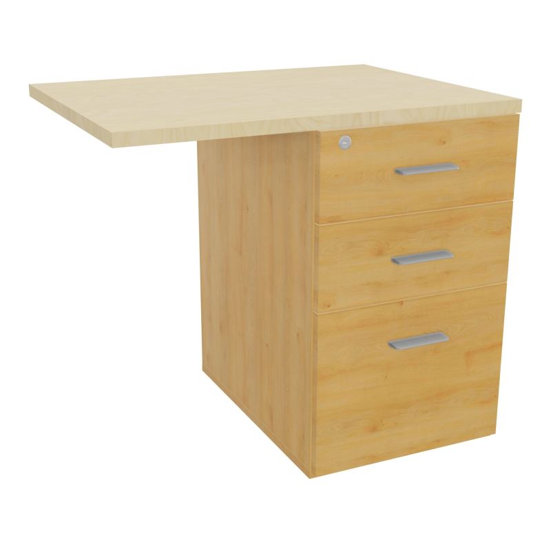 RETOUR SUR CAISSON HAUTEUR BUREAU P60XL80 - 3 TIROIRS DONT 1DS TOP EP25MM R5 N8 SB