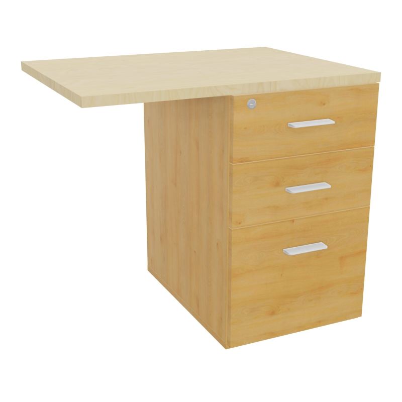 RETOUR SUR CAISSON HAUTEUR BUREAU P60XL80 - 3 TIROIRS DONT 1DS TOP EP25MM R5 N8 SO