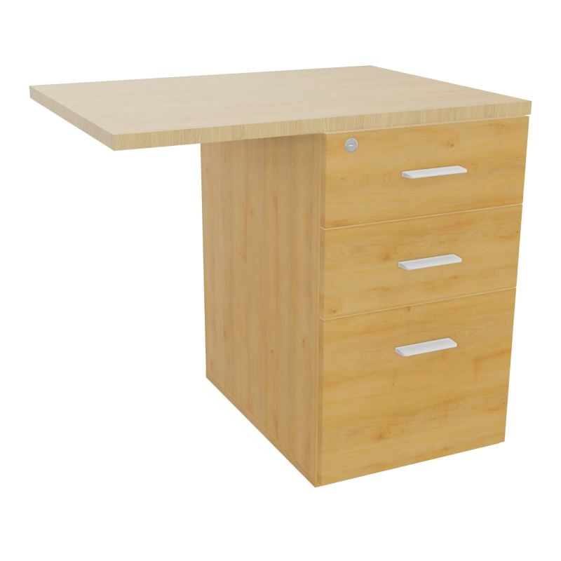 RETOUR SUR CAISSON HAUTEUR BUREAU P60XL80 - 3 TIROIRS DONT 1DS TOP EP25MM R5 R1 SO