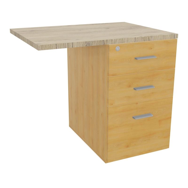 RETOUR SUR CAISSON HAUTEUR BUREAU P60XL80 - 3 TIROIRS DONT 1DS TOP EP25MM R5 R3 SB