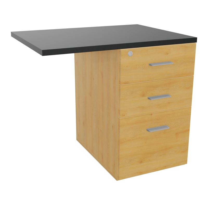 RETOUR SUR CAISSON HAUTEUR BUREAU P60XL80 - 3 TIROIRS DONT 1DS TOP EP25MM R5 R9 SB