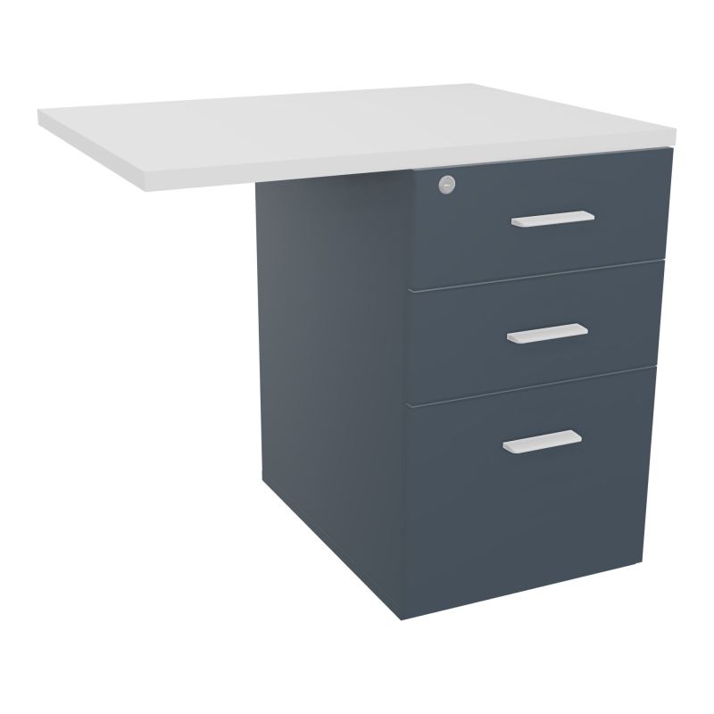 RETOUR SUR CAISSON HAUTEUR BUREAU P60XL80 - 3 TIROIRS DONT 1DS TOP EP25MM R6 MG SO