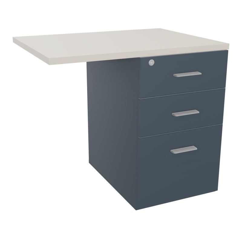 RETOUR SUR CAISSON HAUTEUR BUREAU P60XL80 - 3 TIROIRS DONT 1DS TOP EP25MM R6 N5 SB