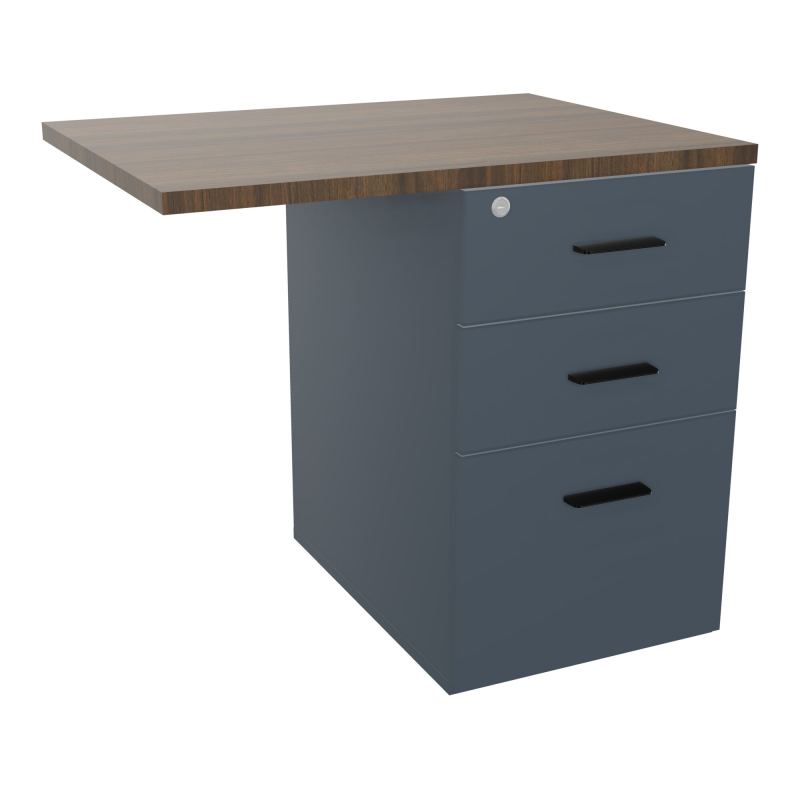 RETOUR SUR CAISSON HAUTEUR BUREAU P60XL80 - 3 TIROIRS DONT 1DS TOP EP25MM R6 N6 SG