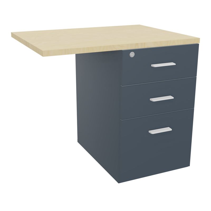 RETOUR SUR CAISSON HAUTEUR BUREAU P60XL80 - 3 TIROIRS DONT 1DS TOP EP25MM R6 N8 SO