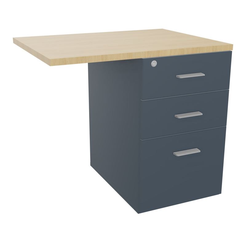 RETOUR SUR CAISSON HAUTEUR BUREAU P60XL80 - 3 TIROIRS DONT 1DS TOP EP25MM R6 R1 SB