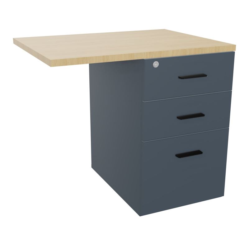 RETOUR SUR CAISSON HAUTEUR BUREAU P60XL80 - 3 TIROIRS DONT 1DS TOP EP25MM R6 R1 SG
