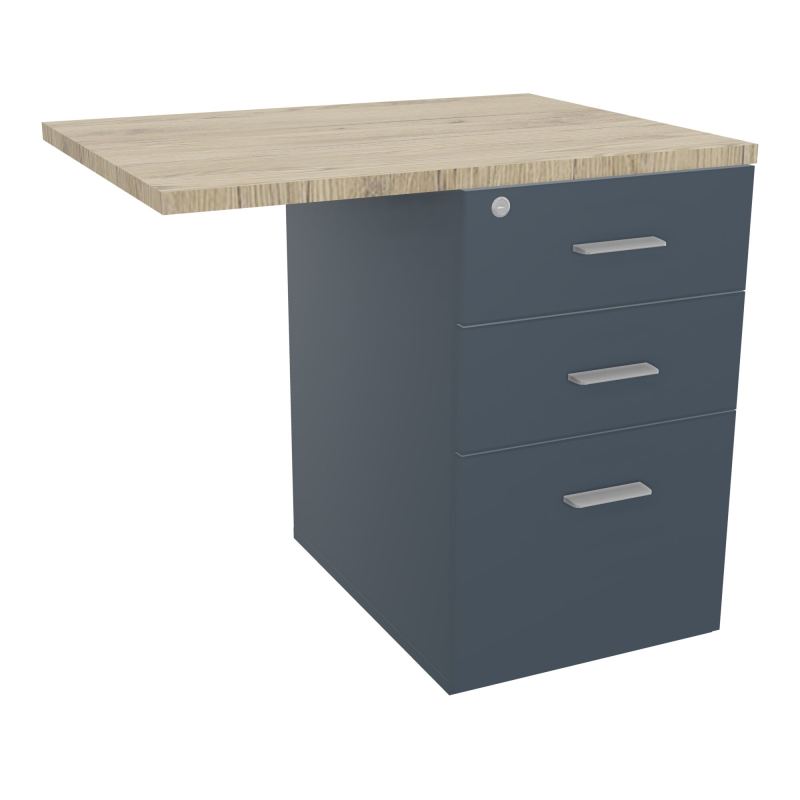 RETOUR SUR CAISSON HAUTEUR BUREAU P60XL80 - 3 TIROIRS DONT 1DS TOP EP25MM R6 R3 SB