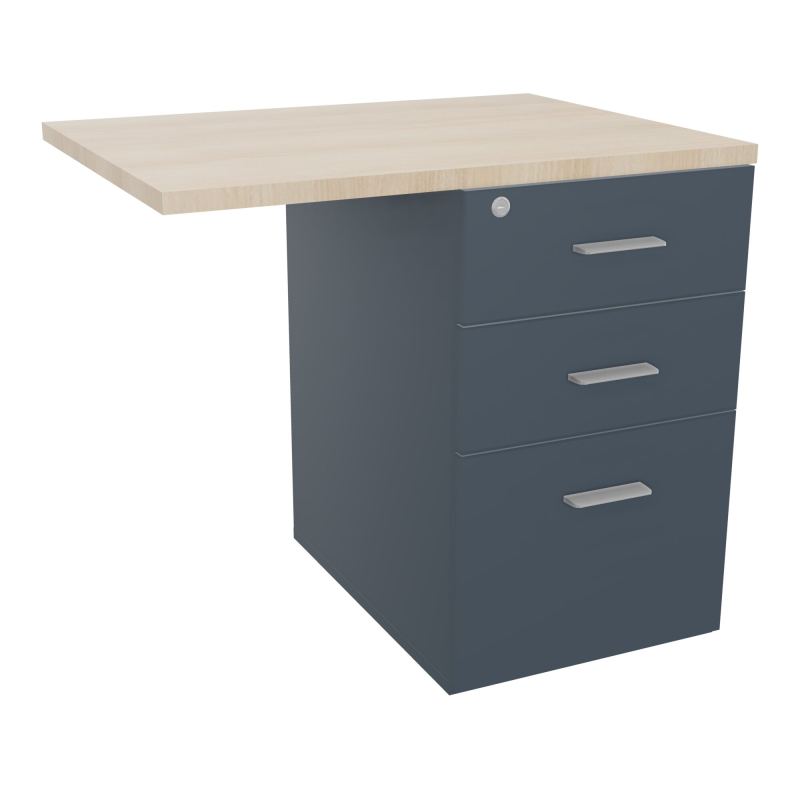RETOUR SUR CAISSON HAUTEUR BUREAU P60XL80 - 3 TIROIRS DONT 1DS TOP EP25MM R6 RZ SB