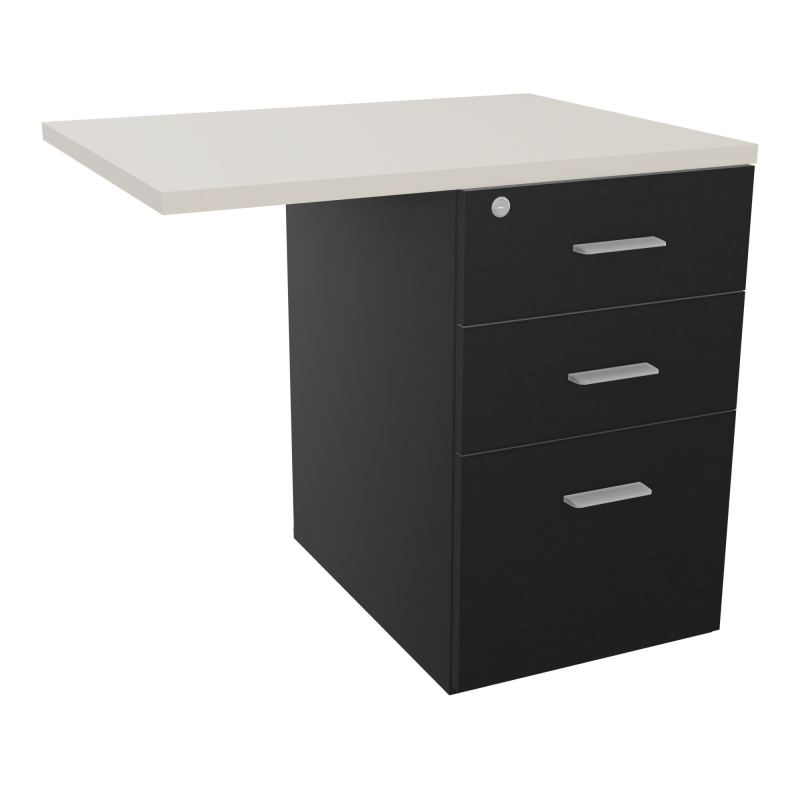 RETOUR SUR CAISSON HAUTEUR BUREAU P60XL80 - 3 TIROIRS DONT 1DS TOP EP25MM R9 N5 SB