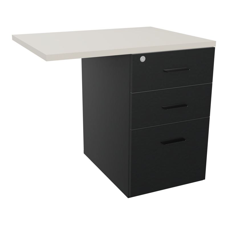 RETOUR SUR CAISSON HAUTEUR BUREAU P60XL80 - 3 TIROIRS DONT 1DS TOP EP25MM R9 N5 SG