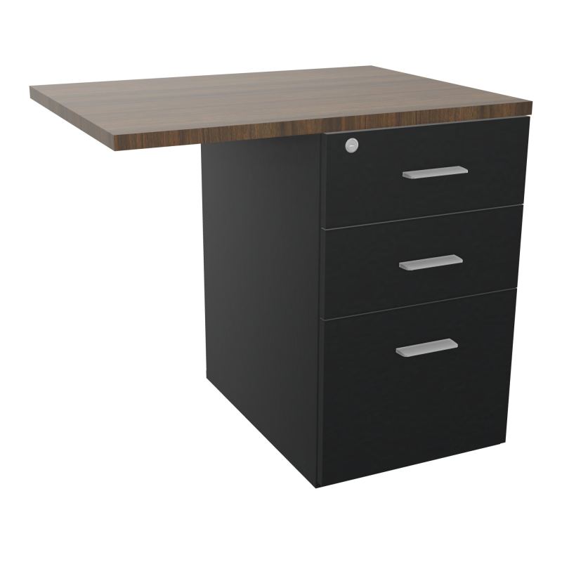 RETOUR SUR CAISSON HAUTEUR BUREAU P60XL80 - 3 TIROIRS DONT 1DS TOP EP25MM R9 N6 SB