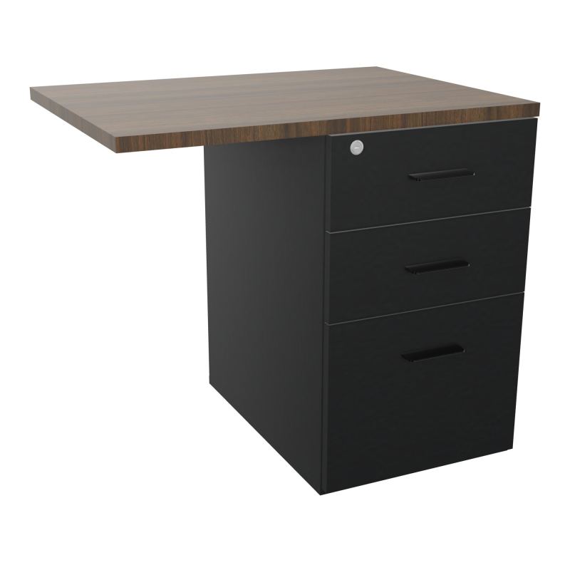 RETOUR SUR CAISSON HAUTEUR BUREAU P60XL80 - 3 TIROIRS DONT 1DS TOP EP25MM R9 N6 SG