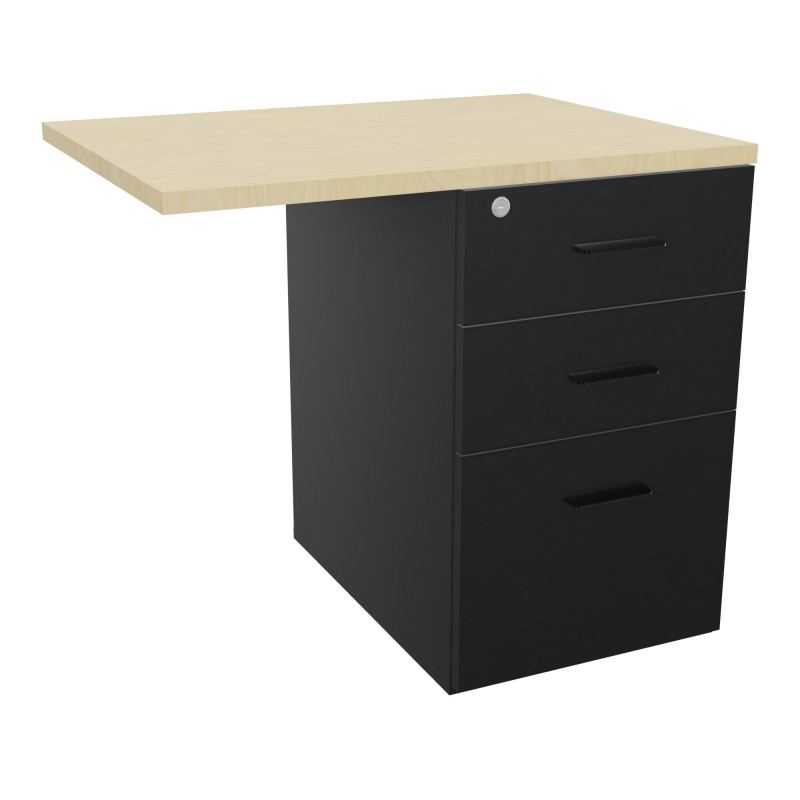 RETOUR SUR CAISSON HAUTEUR BUREAU P60XL80 - 3 TIROIRS DONT 1DS TOP EP25MM R9 N8 SG