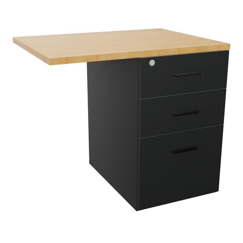 RETOUR SUR CAISSON HAUTEUR BUREAU P60XL80 - 3 TIROIRS DONT 1DS TOP EP25MM R9 R5 SG