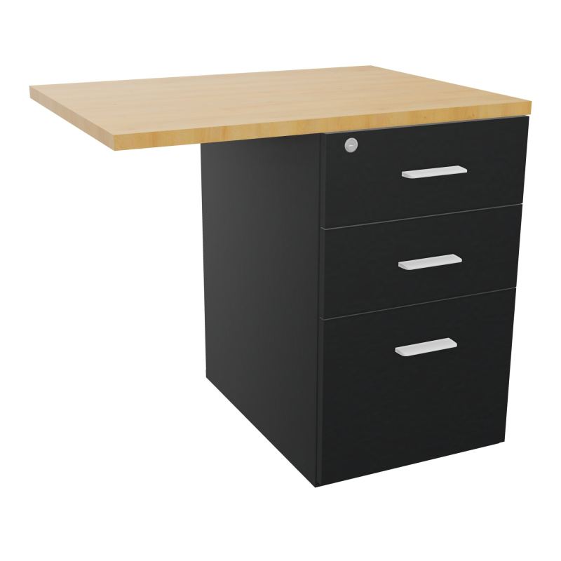 RETOUR SUR CAISSON HAUTEUR BUREAU P60XL80 - 3 TIROIRS DONT 1DS TOP EP25MM R9 R5 SO