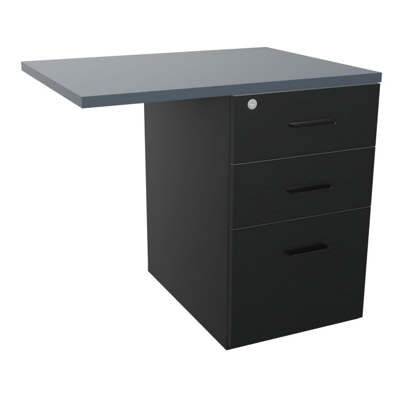 RETOUR SUR CAISSON HAUTEUR BUREAU P60XL80 - 3 TIROIRS DONT 1DS TOP EP25MM R9 R6 SG