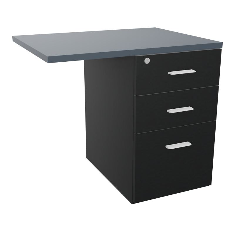 RETOUR SUR CAISSON HAUTEUR BUREAU P60XL80 - 3 TIROIRS DONT 1DS TOP EP25MM R9 R6 SO