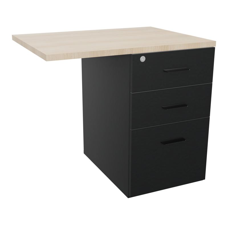 RETOUR SUR CAISSON HAUTEUR BUREAU P60XL80 - 3 TIROIRS DONT 1DS TOP EP25MM R9 RZ SG