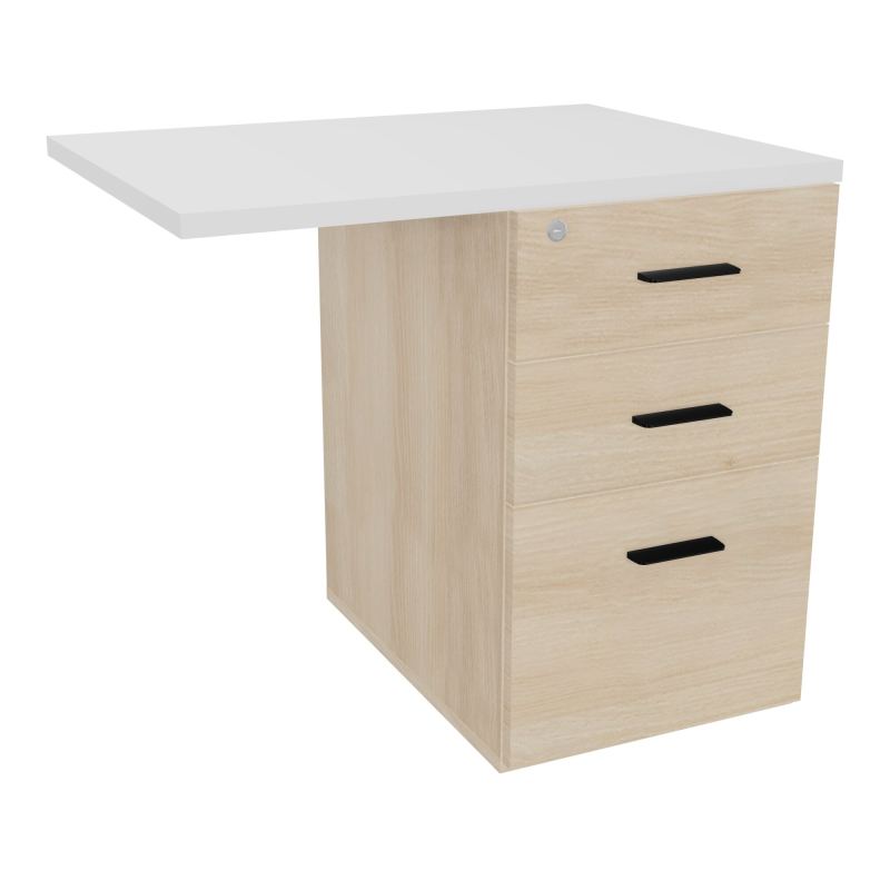 RETOUR SUR CAISSON HAUTEUR BUREAU P60XL80 - 3 TIROIRS DONT 1DS TOP EP25MM RZ MG SG
