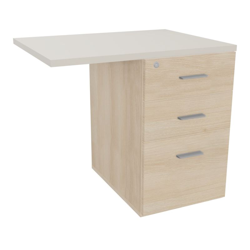 RETOUR SUR CAISSON HAUTEUR BUREAU P60XL80 - 3 TIROIRS DONT 1DS TOP EP25MM RZ N5 SB