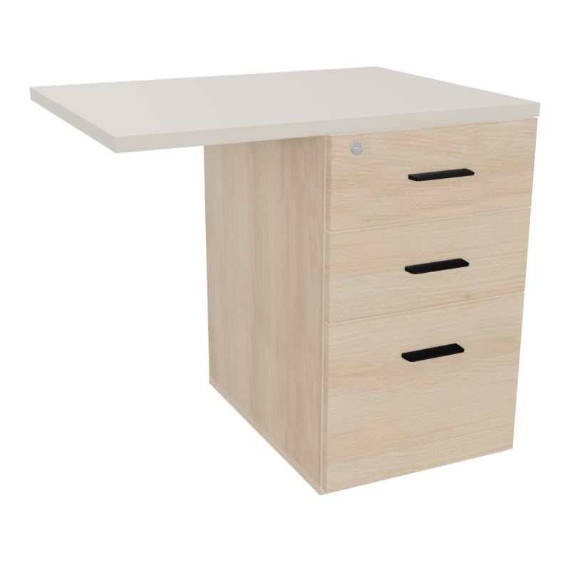 RETOUR SUR CAISSON HAUTEUR BUREAU P60XL80 - 3 TIROIRS DONT 1DS TOP EP25MM RZ N5 SG
