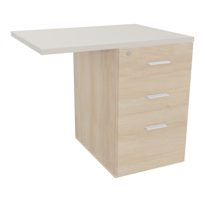 RETOUR SUR CAISSON HAUTEUR BUREAU P60XL80 - 3 TIROIRS DONT 1DS TOP EP25MM RZ N5 SO