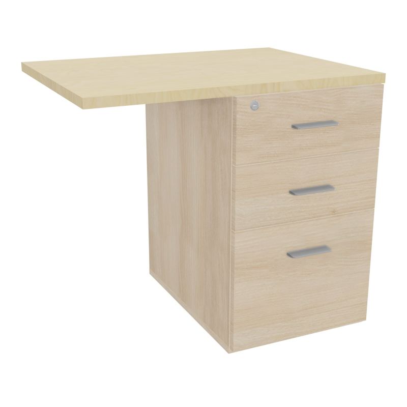 RETOUR SUR CAISSON HAUTEUR BUREAU P60XL80 - 3 TIROIRS DONT 1DS TOP EP25MM RZ N8 SB