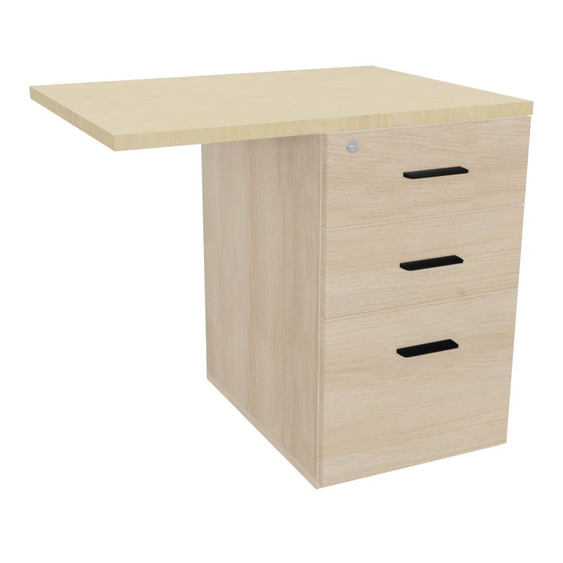 RETOUR SUR CAISSON HAUTEUR BUREAU P60XL80 - 3 TIROIRS DONT 1DS TOP EP25MM RZ N8 SG